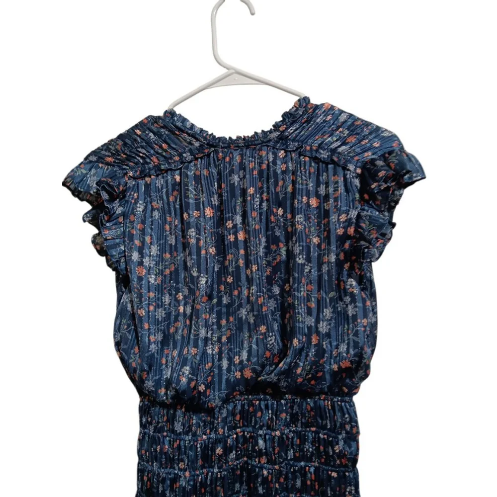 WAPG Beautiful Floral Flowy Ruffle Sleeve Dress Smocked Lined Boho Cottagecore